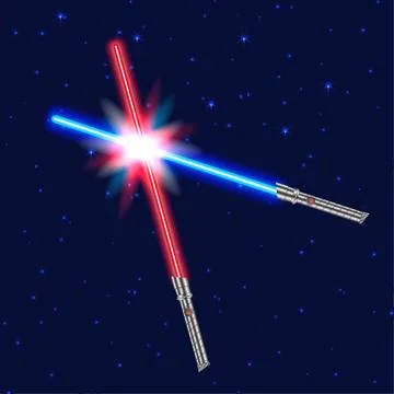 Light swords, shiny fight. Vector illustration Stock Illustration