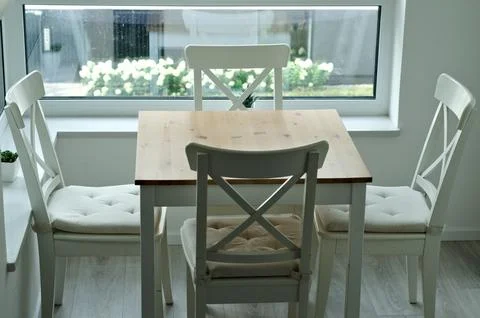 Light table with chairs. kitchen table Stock Photos