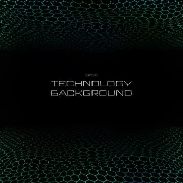 Light technology in pentagon pattern perspective background. Stock Illustration