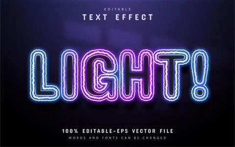 Light text effect neon style Stock Illustration
