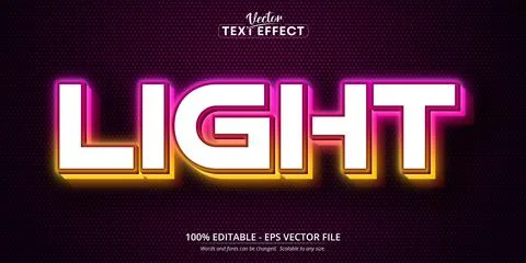 Light text, neon style editable text effect Stock Illustration