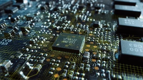 Light Theme Visualization of Circuit Board CPU Processor Starting Digitalization Stock Footage 122426202