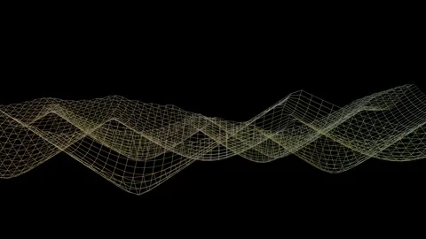 Light three-dimensional mesh is deformed on a black background .. 3d render. loo Stock Footage 164887470