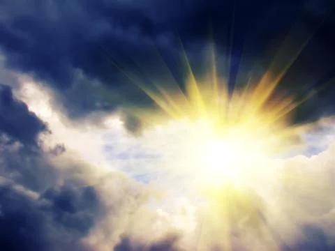 Light through Dramatic Sky Stock Illustration