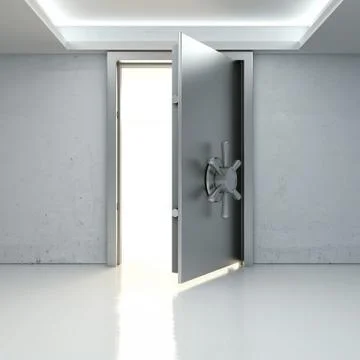 Light through a half-open door of the bank safe Stock Illustration