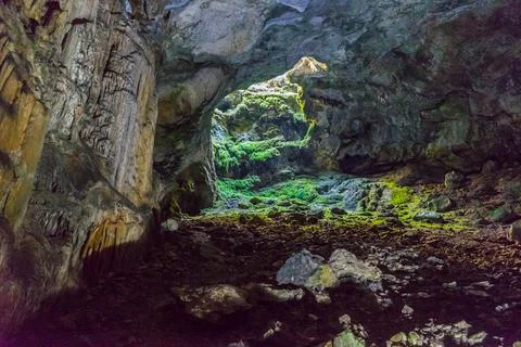 Light Through The Well Into The Cave Stock Photos