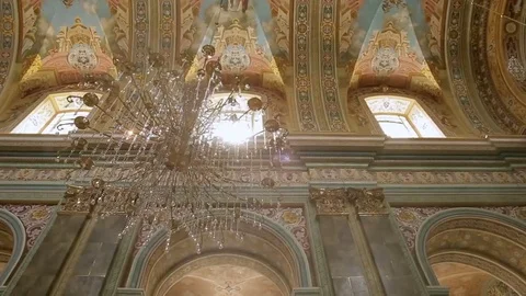 The light through the window of the cathedral Stock Footage 76045616