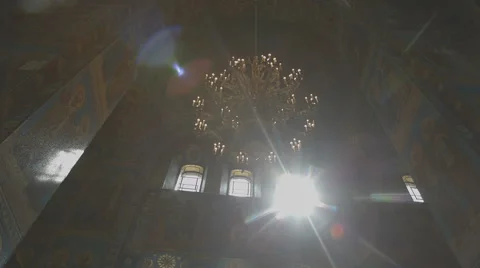 Light through the window in Christian Orthodox church Stock Footage 55122450