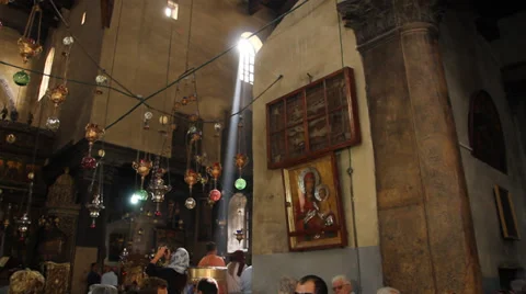 Light through the window in the church Stock Footage 32152492