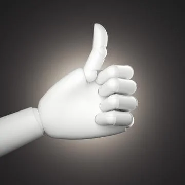 Light thumb up hand on dark background, 3d rendering Иллюстрация