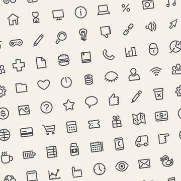 Light Tilted Seamless Pattern with Universal Web Icons Stock Illustration