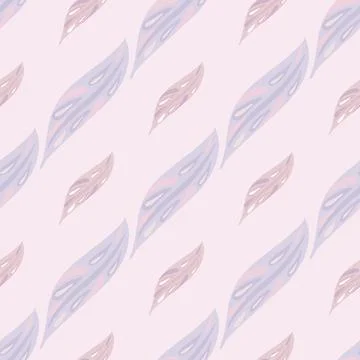 Light tones nature seamless pattern with simple leaf silhouettes print. Hand  Stock Illustration