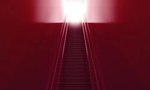 Light at the top of the stairs in the red interior イラスト素材