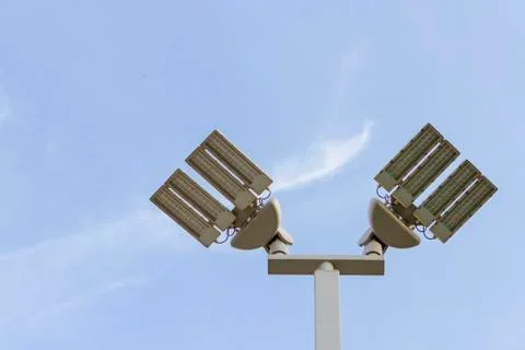 Light tower LED with Blue Sky Background and multi light Stock Photos