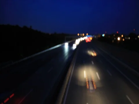 Light trace from busy night traffic on the highway Stock Footage 80367886