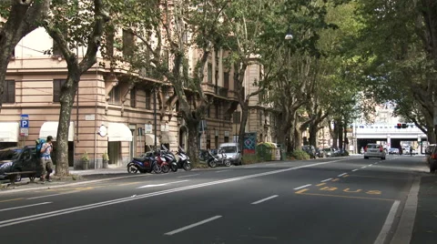 Light traffic close to the train station in Genoa, Italy Stock Footage 53820083