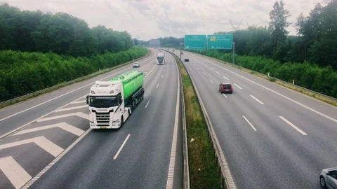 Light traffic on the E20 motorway that connects Jutland with Copenhagen Stock Footage 157924468