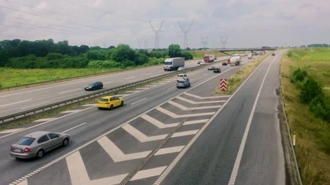 Light traffic on the E20 motorway that connects Jutland with Copenhagen Stock Footage 157924490