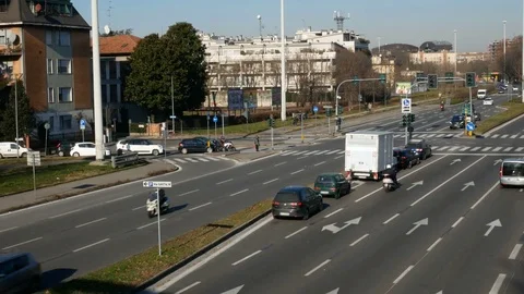 Light traffic in Milan Stock Footage 72490849