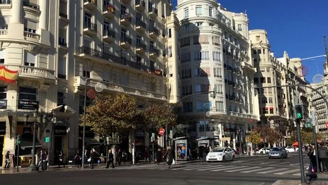 Light traffic in Valencia, Spain Stock Footage 127385713