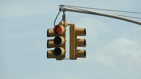 Light Traffic Works. Cloudy Sky Background. Stock Footage 111223089