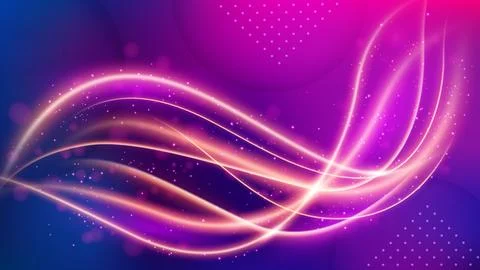 Light Trail Background, Elegant Violet Line Crossing. Widescreen Vector Ill.. Stock Illustration