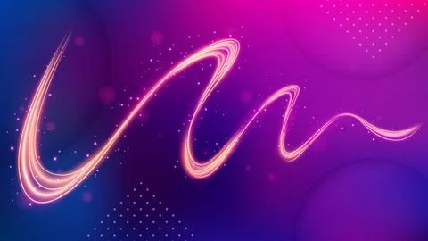 Light Trail Background, Elegant Violet Line Crossing. Widescreen Vector Ill.. Stock Illustration