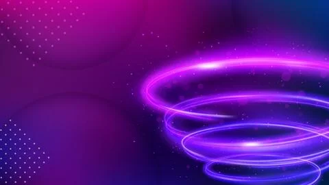 Light Trail Background, Elegant Violet Swirl Line Crossing. Widescreen Vect.. Stock Illustration