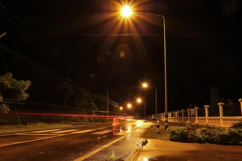 Light trail at highway. Stock Photos