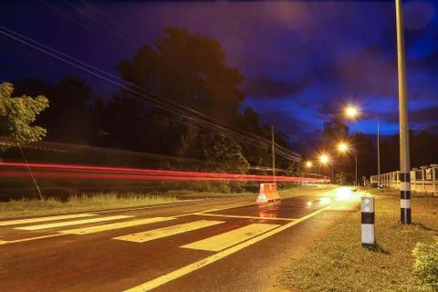 Light trail at highway. Stock Photos