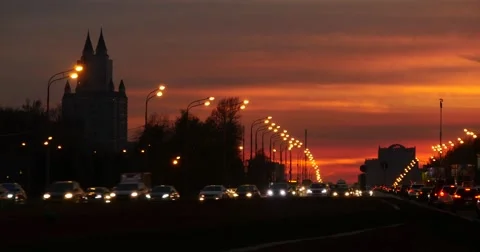 Light trail from intensive traffic on susnet, busy city 스톡 동영상 58268341