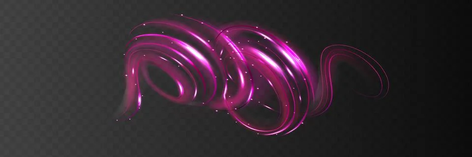 Light trail wave, fire path trace line and effect curve twirl. Neon motion Stock Illustration