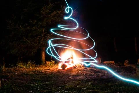 Light trails and fire Stock Photos