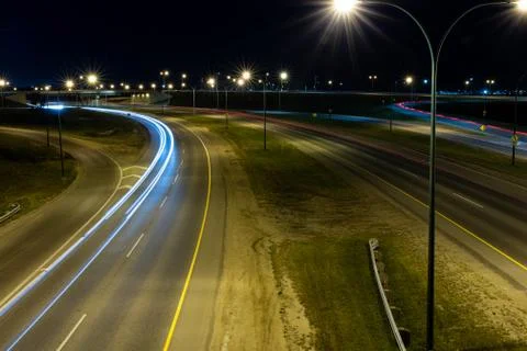 Light trails on Circle Drive 스톡 사진