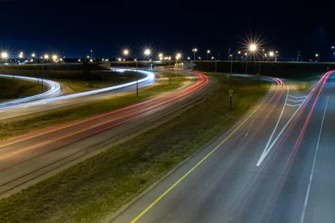Light trails on Circle Drive 스톡 사진