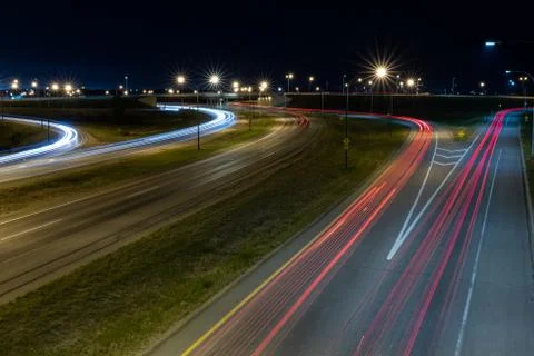 Light trails on Circle Drive 스톡 사진
