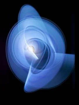 Light trails creating an abstract blue swirling circle pattern on a black Foto stock