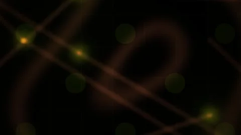 Light Trails with Green Bokeh Dots on Dark Grid Background for Tech Themes Stock Footage 343729004