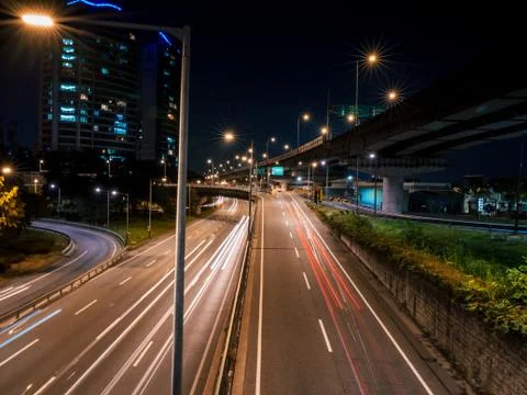Light trails on the highway Stock Photos