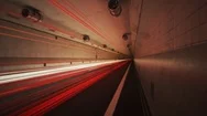 Light Trails Left By Cars In The Tunnel. Stock Footage