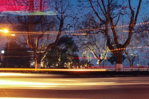 Light trails at night Stock Photos