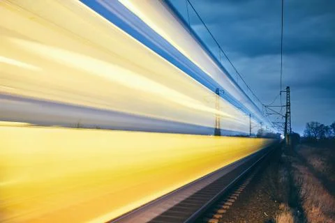 Light trails of passenger train Foto stock