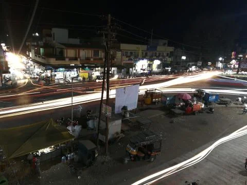 Light Trails Photo Of Indian City Stock Photos