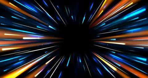 Light trails with radial motion effect on dark Stock Illustration