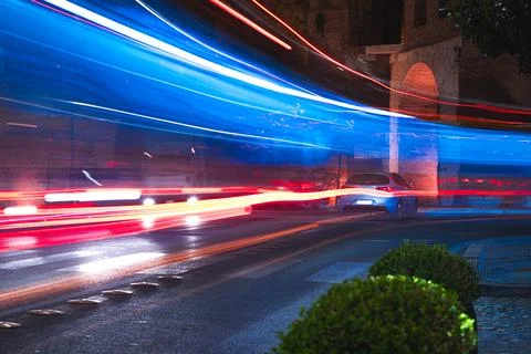 Light Trails in Rome Foto stock