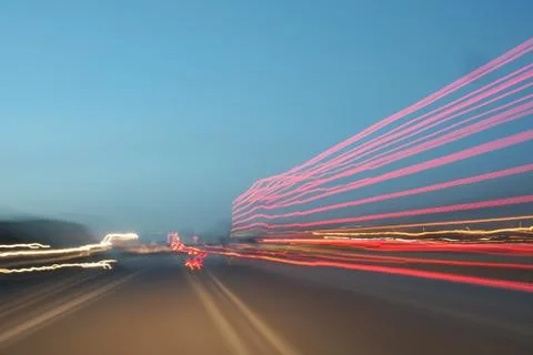 Light trails on sky background. Foto stock