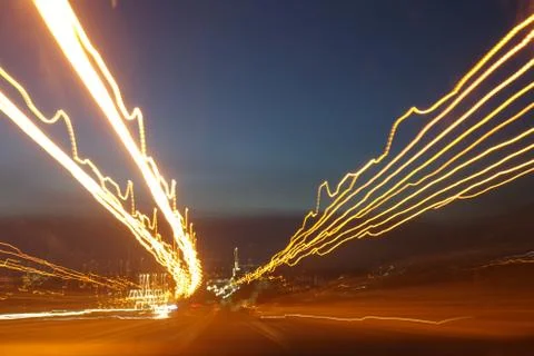 Light trails on sky background. Foto stock