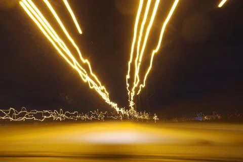 Light trails on sky background. Stock Photos