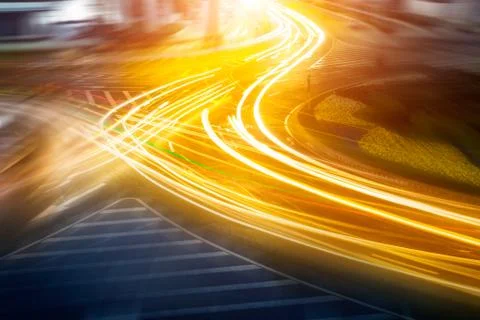 The light trails on the steet Stock Photos