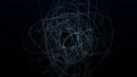 Light trails swirl and intersect on a black background Video stock 329901083